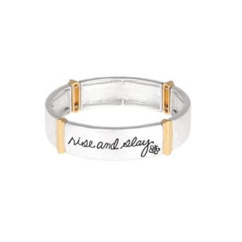 Bella Uno Fine Silver Plated Two-Tone "Rise and Slay" Stretch Bracelet