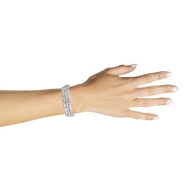 Bella Uno Fine Silver Plated Worn Silver Tone Woven Stretch Bracelet