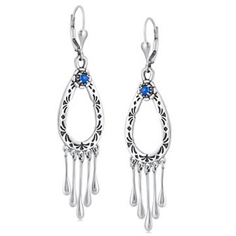Southwest Spirit® Sterling Silver Lapis Lazuli Loop Fringe Drop Earrings