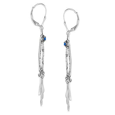 Southwest Spirit Sterling Silver Lapis Lazuli Loop Fringe Drop Earrings