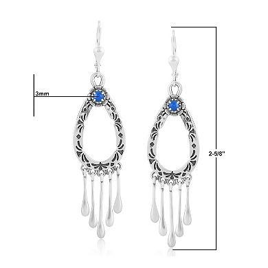 Southwest Spirit Sterling Silver Lapis Lazuli Loop Fringe Drop Earrings