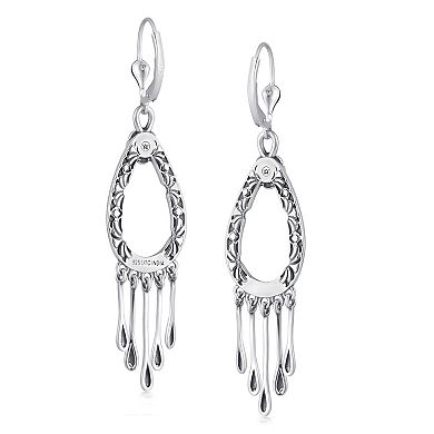 Southwest Spirit Sterling Silver Lapis Lazuli Loop Fringe Drop Earrings