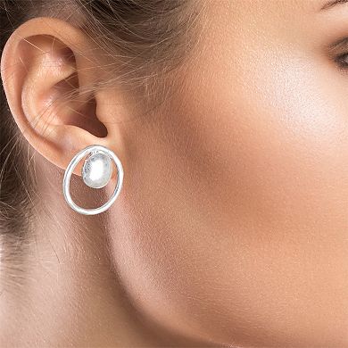 Bella Uno Fine Silver Plated Worn Round Doorknocker Post Earring