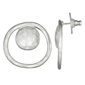 Bella Uno Fine Silver Plated Worn Round Doorknocker Post Earring