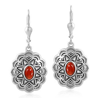 Southwest Spirit® Sterling Silver Spiny Oyster Concha Oval Dangle Earrings