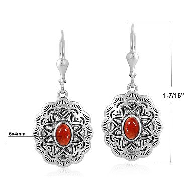 Southwest Spirit® Sterling Silver Spiny Oyster Concha Oval Dangle Earrings