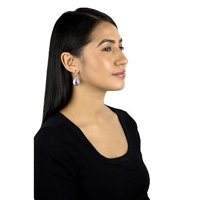 Southwest Spirit® Sterling Silver Lapis Lazuli Concha Oval Dangle Earrings