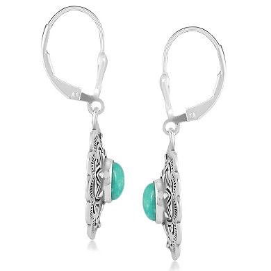 Southwest Spirit® Sterling Silver Turquoise Concha Oval Dangle Earrings