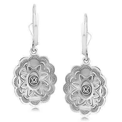 Southwest Spirit® Sterling Silver Turquoise Concha Oval Dangle Earrings