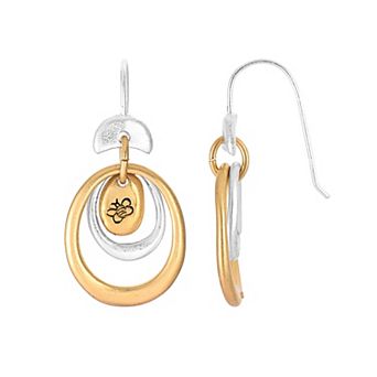 Bella Uno Fine Silver Plated Two-Tone Multi-Ring Dangle Earring