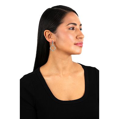 Southwest Spirit Sterling Silver Turquoise Beaded Hoop Drop Earrings