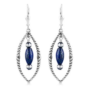 Southwest Spirit® Sterling Silver Lapis Lazuli Beaded Loop Drop Earrings