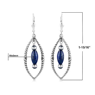 Southwest Spirit Sterling Silver Lapis Lazuli Beaded Loop Drop Earrings