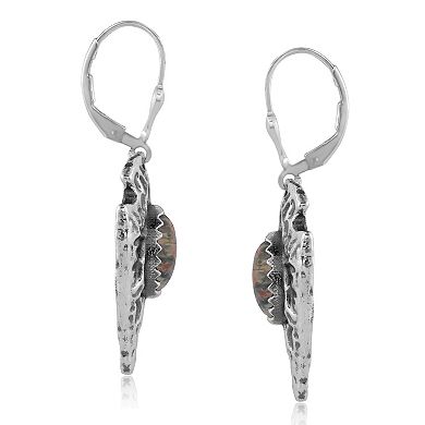 Southwest Spirit Sterling Silver Picture Jasper Arrowhead Leverback Earrings