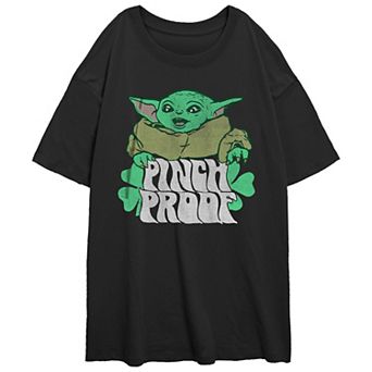 Juniors' Star Wars The Mandalorian Grogu Pinch Proof Oversized Graphic Tee