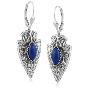 Southwest Spirit® Sterling Silver Lapis Lazuli Arrowhead Leverback Earrings