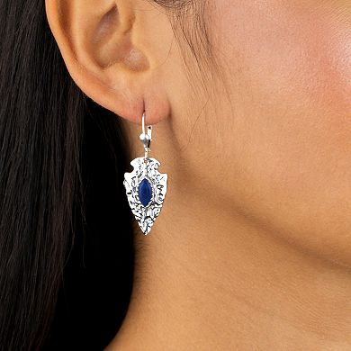 Southwest Spirit® Sterling Silver Lapis Lazuli Arrowhead Leverback Earrings