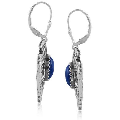 Southwest Spirit® Sterling Silver Lapis Lazuli Arrowhead Leverback Earrings