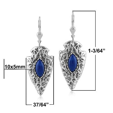 Southwest Spirit® Sterling Silver Lapis Lazuli Arrowhead Leverback Earrings