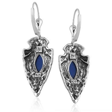 Southwest Spirit® Sterling Silver Lapis Lazuli Arrowhead Leverback Earrings