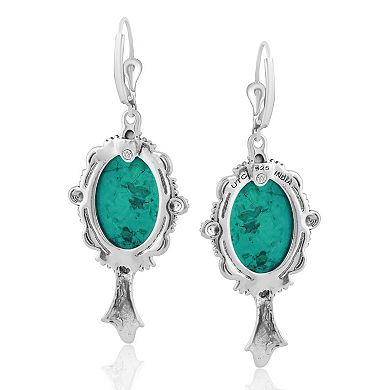 Southwest Spirit Sterling Silver Turquoise Ornate Drop Leverback Earrings