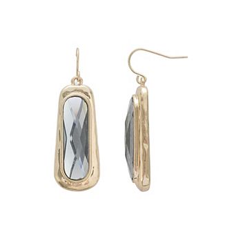 Bella Uno Fine Silver Plated Worn Gold Tone Black Crystal Crystal Dangle Earring