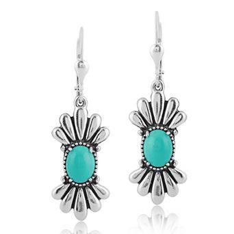Southwest Spirit® Sterling Silver Kingman Turquoise Fan Dangle Earrings