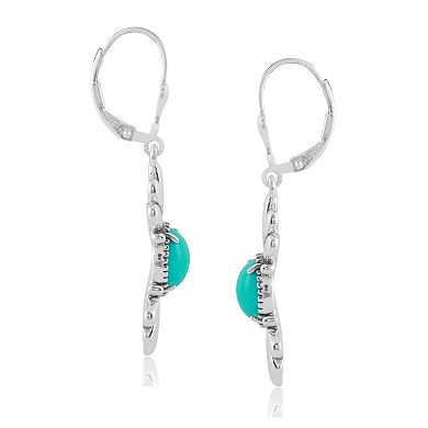 Southwest Spirit Sterling Silver Kingman Turquoise Fan Dangle Earrings