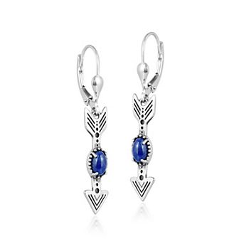 Southwest Spirit® Sterling Silver Lapis Lazuli Arrow Leverback Earrings
