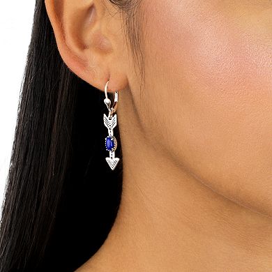 Southwest Spirit Sterling Silver Lapis Lazuli Arrow Leverback Earrings