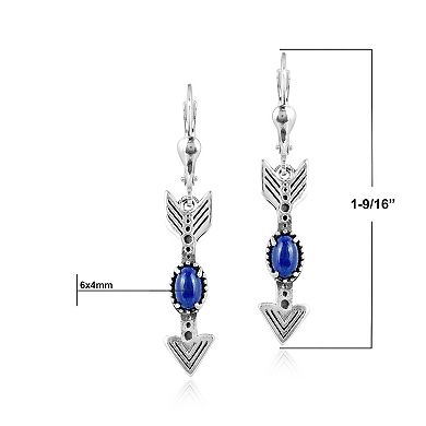 Southwest Spirit Sterling Silver Lapis Lazuli Arrow Leverback Earrings