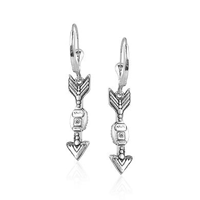 Southwest Spirit Sterling Silver Lapis Lazuli Arrow Leverback Earrings