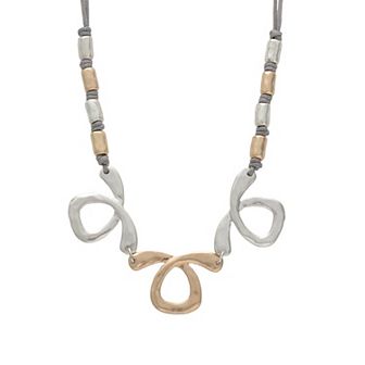 Bella Uno Fine Silver Plated Two-Tone Frontal Swirl Corded Necklace