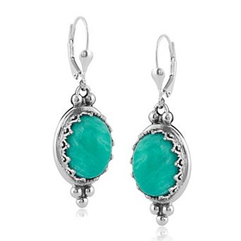 Southwest Spirit® Sterling Silver Turquoise Oval Drop Earrings