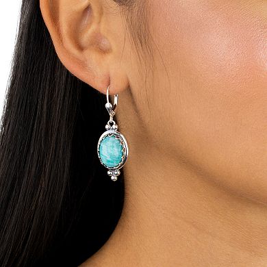 Southwest Spirit® Sterling Silver Turquoise Oval Drop Earrings