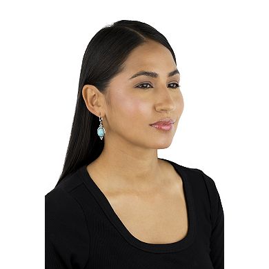 Southwest Spirit® Sterling Silver Turquoise Oval Drop Earrings
