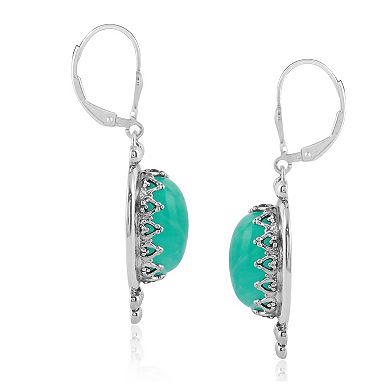 Southwest Spirit® Sterling Silver Turquoise Oval Drop Earrings
