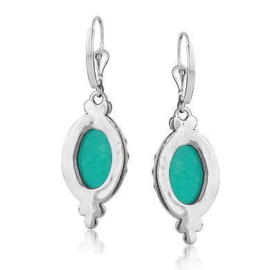 Southwest Spirit® Sterling Silver Turquoise Oval Drop Earrings
