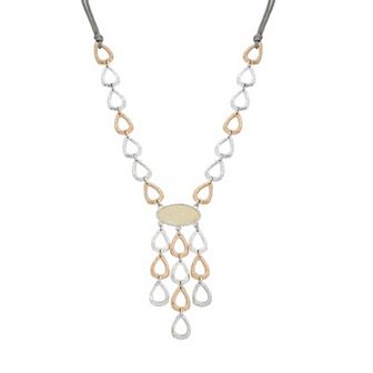Bella Uno Fine Silver Plated Two-Tone Multi-Drop Open Teardrop Frontal Necklace