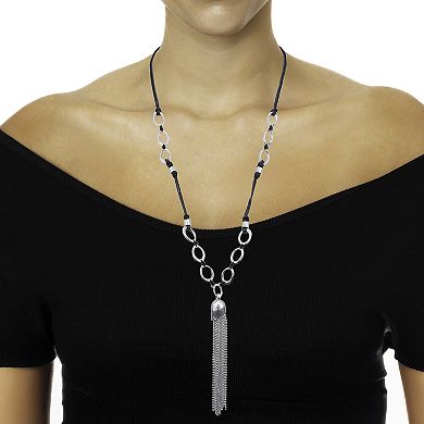 Bella Uno Fine Silver Plated Worn Silver Tone Tassel Necklace