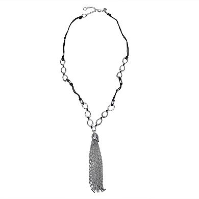 Bella Uno Fine Silver Plated Worn Silver Tone Tassel Necklace