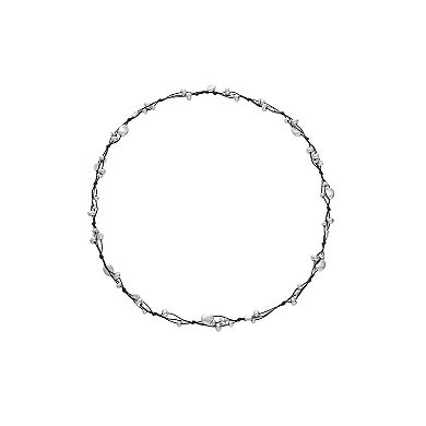 Bella Uno Fine Silver Plated Worn Silver Tone Beaded Cord Necklace