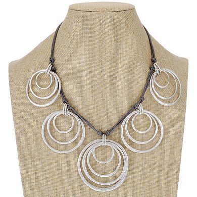 Bella Uno Fine Silver Plated Worn Graduated Multi-Ring Frontal Necklace
