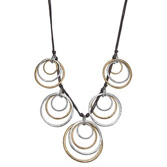 Bella Uno Fine Silver Plated Worn Graduated Multi-Ring Frontal Necklace