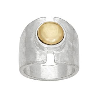 Bella Uno Fine Silver Plated Two-Tone Split Front Ring