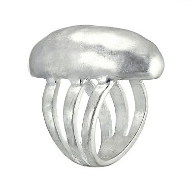 Bella Uno Fine Silver Plated Worn Split Shank Oval Ring