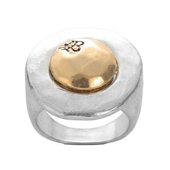 Bella Uno Fine Silver Plated Two-Tone Halo Ring