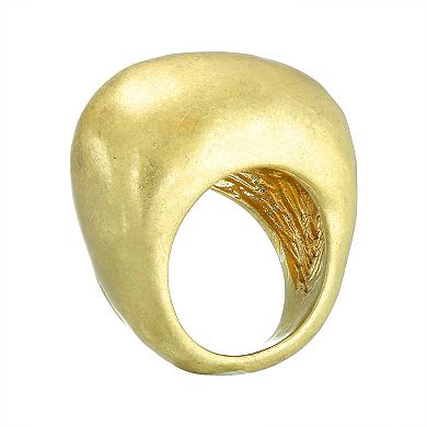 Bella Uno Fine Silver Plated Worn Gold Tone Domed Oval Ring