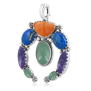 Southwest Spirit® Sterling Silver Multi Gemtone Naja Pendant