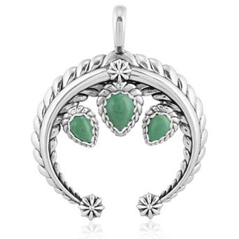 Southwest Spirit® Sterling Silver Green Turquoise 3-Stone Naja Pendant